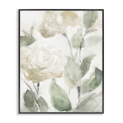 Décoration murale roses blanches Lanie Loreth Stupell Industries cadre vert 61x76 cm