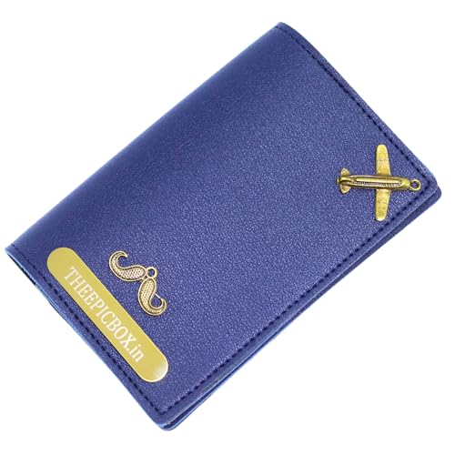 Image of Personalized Leather Passport Holder Cover | Custom Name & Charm | Sleek & Stylish Travel Wallet for Men & Women | Faux Leather Passport Cover | Unisex Travel Accessory (Blue)
