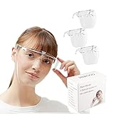 Pack of 3 Protective Safety Face Shield Full Face Cover Visor Glasses with Frames, Clear Reusable...