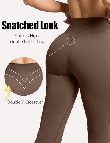 Olmlmt Flare Leggings for Women Butt Lifting - Crossover High Waisted Buttery Soft Gym Workout Yoga Pants