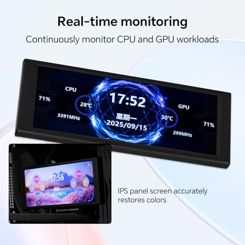 Image of Thermalright Trofeo Vision LCD AIO Display 6.86 inch PC Monitor, USB Type-C Screen for Real-Time Hardware Monitoring, with Preset & DIY Themes for Gaming PC Case /CPU Cooler(Black)