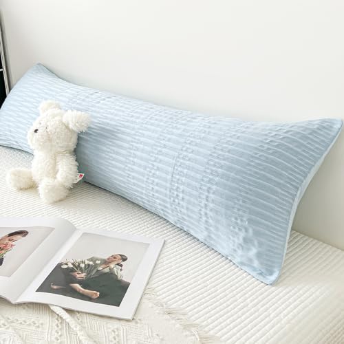 DCSKY Body Pillow Cover,Cooling Body Pillow Pillowcase for Hot Sleepers and Night Sweats, Breathable & Silky Soft Full Long Pillow Case Cover (20x54 Inches,Light Blue)