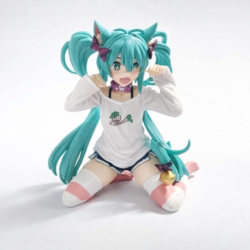 Image of YOURKARTS.COM Hatsune Miku Model, Anime Characters Girls Dashboard Decoration, 15 cm, for Car Interior (Blue Hair cat Girl)