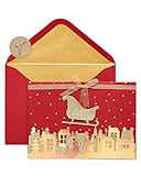 Papyrus Glitter Santa's Sleigh Christmas Cards Boxed with Gold Foil-Lined Red Envelopes, 8-Count