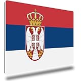 TRIOSK Kühlschrankmagnete Länderflaggen Magnet Flagge Serbien Länder Reise Souvenir Geschenk für Reiselustige Frauen Männer Weltenbummler Kühlschrank stark eckig groß 85x55 mm