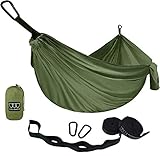 Gold Armour Camping Hammock - Portable Hammock Single Hammock Camping Accessories Gear for Outdoor Indoor Adult Kids, USA Based Brand (OD Green)