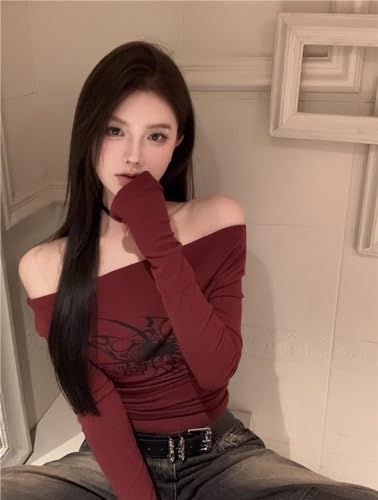 Y2K Off The Shoulder Long Sleeve Top - Emo & Grunge Inspired Trashy Tops4