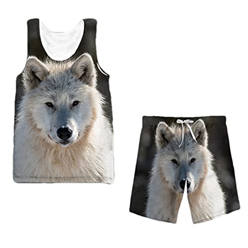 T-shirt imprimé animal 3D keusyoi ensemble 2 pièces au motif réaliste avec short S