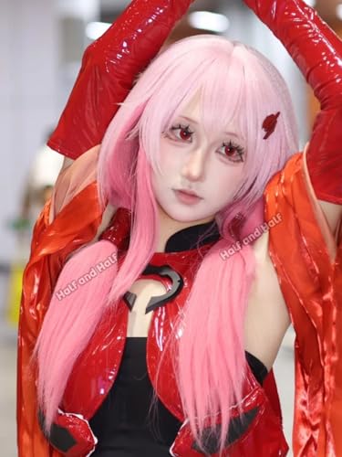 Image of Half and Half Gradient Pink Anime Ponytail Wig with Bangs for Yuzuriha Inori Cosplay Light Pink Twin Tails Wigs Pigtail Hair Wig for Women Halloween Party Daily Costumes