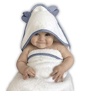 VABY Babyhandtuch mit Kapuze aus Oeko-TEX® Baumwolle und Bambus extra weiches Kapuzenhandtuch für Babys und Kleinkinder ab 0 Monate | Babyhandtuch 85 x 85 cm mit süßen Ohren (Blau)