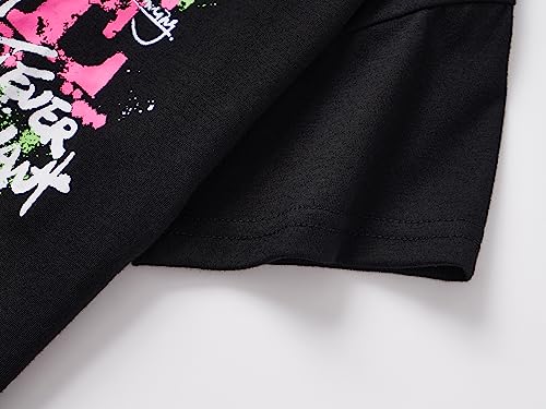 Image of Stylish Graffiti /Butterfly Graphic Crop Top for Girls -Cool Summer T-Shirt Soft Colorful 2-Pack Tees Size 6-18