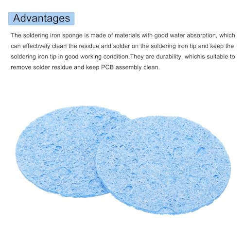 Image of MECCANIXITY 15PCS Soldering Sponge 50mm Round Blue Cleaning Pad Welding Tip Iron Replacement for Cleaning Soldering Iron 3mm Natural Thickness 14mm Water Absorption Thickness