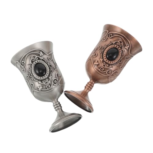 Cabilock 2piezas Copa De Vino De Metal Vintage Cáliz Medieval Copas De Metal Para Decoración De Hogar Cáliz Retro Cuenco De Agua