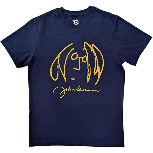 T-shirt John Lennon Self Portrait unisexe bleu marine en coton officiel