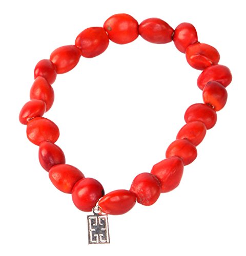 Image of EVELYN BROOKS Classic Stretchy Adjustable Beaded Bracelet for Women 6.5 inch - 7.5 inch w /Meaningful Good Luck Huayruro Seeds Beads - Great Gifts for Mom, Daughter, Sister, Aunt, Girlfriend