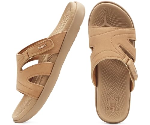 Image of KuaiLu Womens Fashion Orthotic Slides Ladies Athletic Yoga Mat Memory Foam Walking Sandals Thick Cushion Recovery Summer Beach Slippers Comfortable Plantar Fasciitis Arch Support