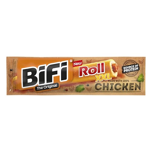 BiFi Chicken Roll XXL - 24er Pack (24 x 70g) - extra große Hähnchen-Roll im soften Teigmantel - sättigender Snack für zwischendurch - ideal für Reisen, Arbeit oder Freizeit - 100% Hähnchenfleisch
