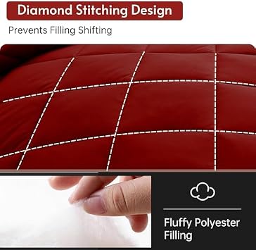 MUXHOMO Bed Pillows Queen Size Set of 2 & 7 Pieces Reversible Queen Comforter Set