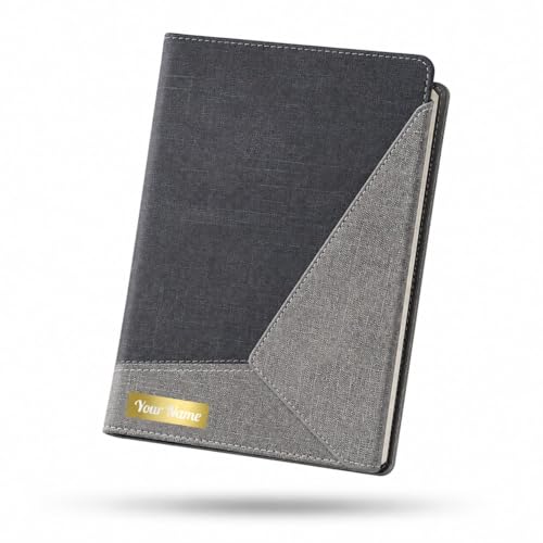 Image of FoldBook Mail Personalized Name Print A5 Notebook with Magnetic Flap Closure, Envelope Style 3-Fold Cover, 192 Pages Premium 80 GSM Paper, Bookmark Ribbon, Custom Journal Diary for Office School Gifts (DARK GREY)