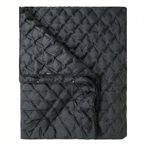 ATEPA AERO Down Camping Blanket Lightweight Packable Puffy Blanket with Recycled Down Alternative Insulation Water-Resistant Outdoor Quilt for Backpacking Stadium Festival 78 x 57 Black