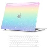 Belk Funda Dura Compatible con MacBook Air 13 Pulgadas 2021 2020 2019 2018 con Retina & Touch ID A2337 M1 A2179 A1932, Carcasa Rígida Protector de Patrón Plástico con Cubierta de Teclado, Arcoíris