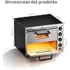 Forno Pizza Elettrico Wiltec Con Pietra Refrattaria - 2000W, Temperatura Fino A 350°C, Fornetto Professionale - Foto 6