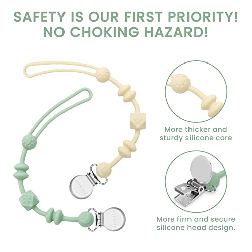 Misslili Baby Silicone Pacifier Clip Holder With One-Piece Silicone Pacifier Clip, Set Of 2 Soft Flexible Pacifier Clips Binky Clips For Boys And Girls. #TOP1