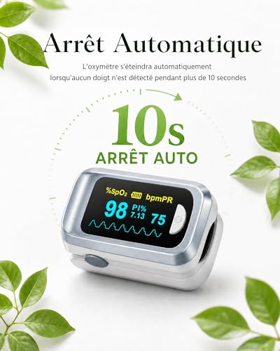 HealthTree JKS50B Oxymetre de Doigt, Saturometre Oxymetre avec PI – vue 5