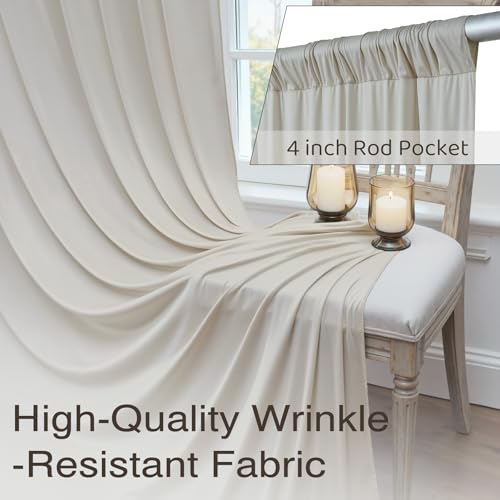 50ftx10ft Wrinkle Free Beige Backdrop Curtains for Parties, 10 Panels 5x10ft Silky Polyester Photo Backdrop Drapes Back Drop Cloth Drapery for Wedding Birthday Photography Backgrpund by CO-AVE - Used condition - Image 4
