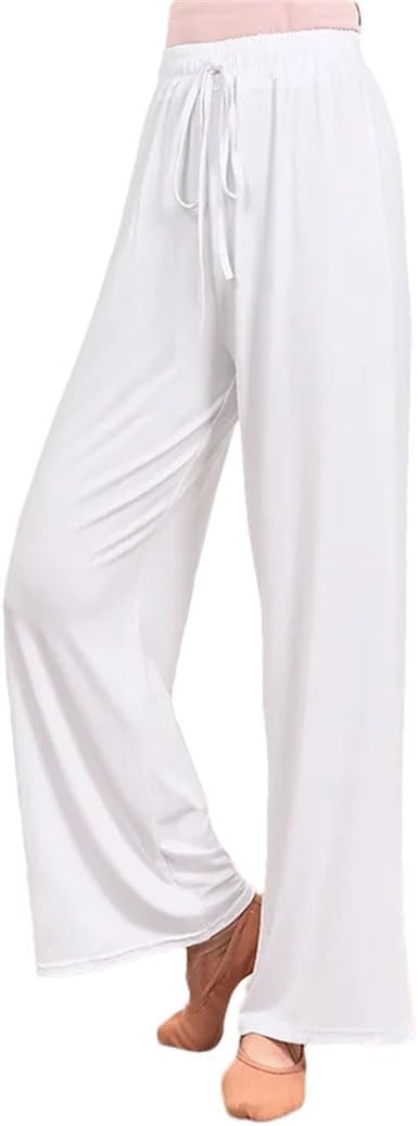Women Elastic Drawstring Waist Light Weight Wide Leg Pants Dancer Practice Classical Dance Yoga Clothes