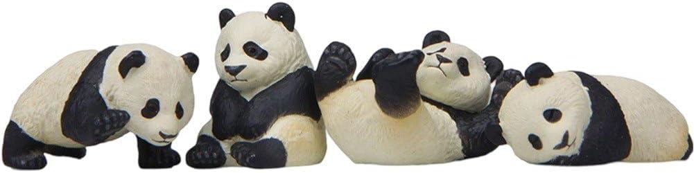 Mini Cartoon Panda Resin Diy Micro Landscape Figurine Garden Home Ornament for Table Decoration Set of 4