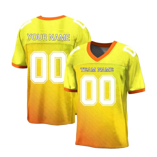 Rugby Tee Personalized Rugby Jersey for Adults Kids Youth Custom American Football Jerseys with Name Number Team Logo Yellow