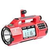 Hand Crank Emergency FM/AM/SW Weather Radio NOAA Alert, USB-C Solar Power, Bright Flashlight with Cell Phone Charger, Timer Clock for Home & Outdoor Hurricane Storm Survival kit