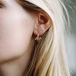 SANNYRA Initial Hoop Earrings for Women, 26 Letter Studs Earring, 14K Gold Plated Hypoallergenic Trendy Jewelry - Image 3