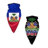 2Pcs Haiti Haitian Flag Half Face Mask Bandana Breathable Neck Gaiter Balaclava for Outdoor Sports