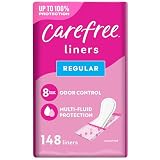 Carefree Panty Liners, Regular Liners, Wrapped, Unscented, 148ct