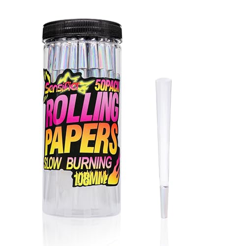 50 PACK Clear Pre Rolled Cones| King Size Rolling Paper Cone 108 MM