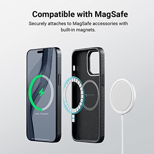 pitaka Case for iPhone 14 Pro Max, 6.7 Inch, Military Grade iPhone 14 Pro Max Phone Case Protective, Compatible with MagSafe [MagEZ Case Pro 3] 1500D Aramid Fiber, Black/Grey (Twill)