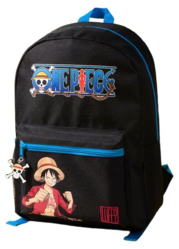 One Piece Luffy Boys Backpack | Black Rucksack with Adjustable Straps | Practical & Organised Luggage Sports School Bag | Anime Game Series Movie Merchandise Gifts for Kids & Teens