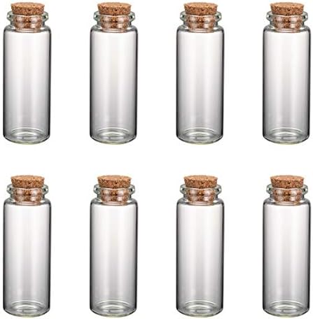 PandaHall 10pcs Mini Empty Clear Glass Wishing Bottles Vials with Cork, Clear Tampions Glass Jar, Glass Bottles Bead Containers, Wedding Favor, Transparent Jewelry Storage Containers, About 22x40mm