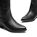 DREAM PAIRS Women's Cowboy Boots Mid Calf Cowgirl Boots Embroidery Stitched Western Boots,Size 8,All Black,DWUMMB2419