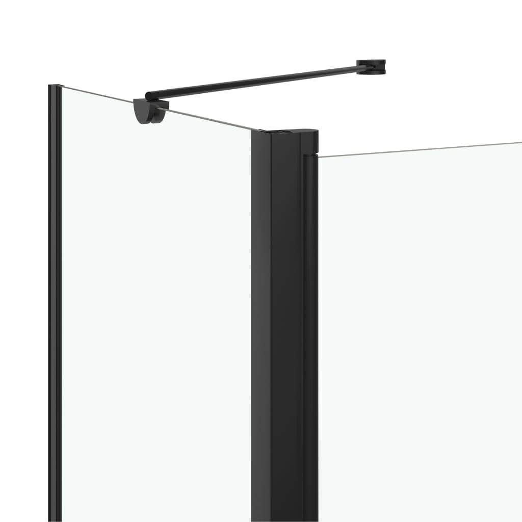 Składana nakładka na wannę, 2-krotna, wykonana ze szkła ESG, czarna, 120 x 68 x 130 cm, regulowana szerokość od 120 do 121 cm, do wanny i kabiny prysznicowej z akcesoriami montażowymi