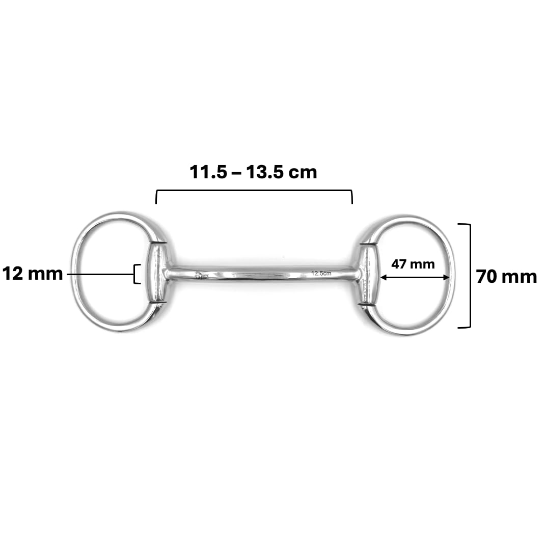 Gebiss Olivenkopfstange Stangengebiss aus Edelstahl Ringdurchmesser 70 mm Gebissstärke 12 mm
