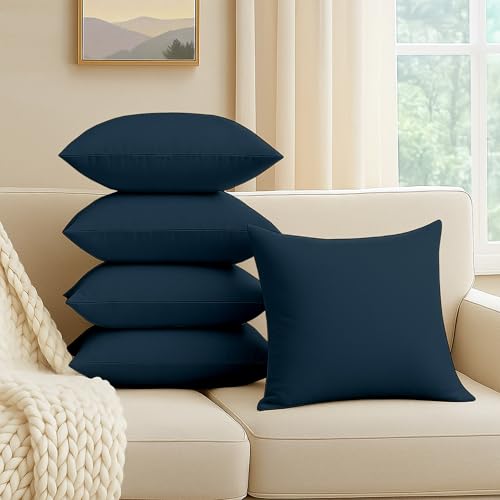 Image of Premium Polyester Fiber Cushion Fillers - Pack of 5 Pcs | 18 x 18 Inches | Navy Blue| Cushions, Sofa Pillow, Cushion for Sofa, Cushion for Bed, Decorative Pillow