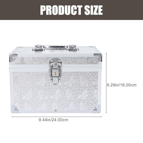 Image of Portable Silver Pedicure Storage Box - 9.44X6.29X6.29 Inch Handheld Organizer for Manicure Tools, Beauty Supplies, and Travel