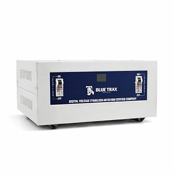 BLUETRAX 5 KVA 4000W Mainline Voltage Stabilizer | 90V–300V | Table Top | Digital | Heavy Duty for Home Multipurpose Use | ISI Certified | 10 Years Warranty | Grey