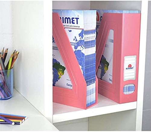 ACRIMET Magazine File Holder Rack Organizer (Plastic) (Solid Pink Color) (2 Pack)