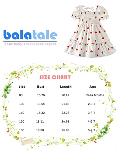 Balatale Toddler Girls Summer Square Neck Smocked Dresses Puff Sleeve Polka Dot Dress Casual Beach Holiday Dress 2-3T #TOP6