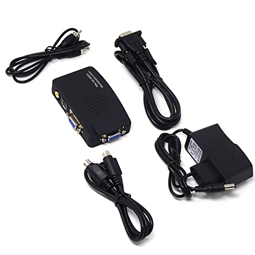 Vinciann Adattatore convertitore da RCA S-Video a VGA per monitor proiettore schermo