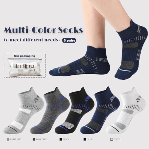 infino™ Mens Athletic Socks (5-Pack) - Low Cut, Sweat-Wicking, Odour-Resistant, All-Season Comfort - Ideal for Active Lifestyles, Running & Everyday Wear - Ultimate Socks for Men Collection